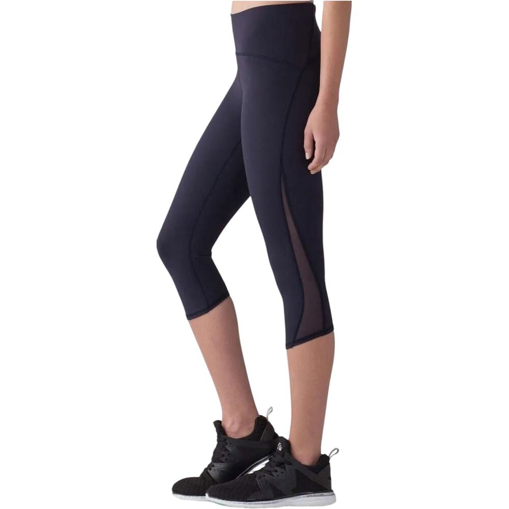 Lululemon Train Times Crop Leggings 17" Wicking Pocket Midnight Navy Blue 6